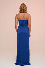 Angelino Saks Plisoley Long Evening Dress with Stone Slit on the Side