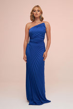 Angelino Saks Plisoley Long Evening Dress with Stone Slit on the Side