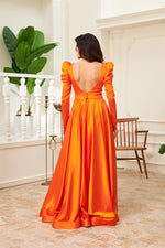 Angelino Orange Satin Back Long Engagement Dress