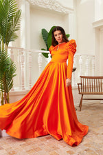 Angelino Orange Satin Back Long Engagement Dress