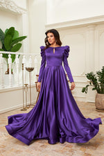 Angelino Purple Satin Sate Open Long Engagement Dress