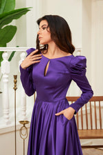 Angelino Purple Satin Sate Open Long Engagement Dress