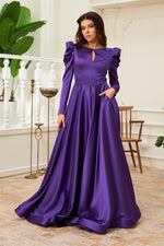 Angelino Purple Satin Sate Open Long Engagement Dress