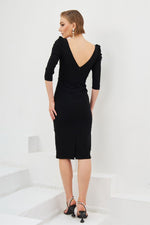 Angelino black pancakes embroidered midi evening dresses