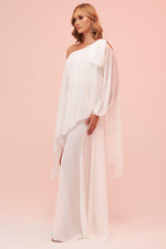 Angelino Ecru One Sleeve Slit Plus Size Chiffon Wedding Dress
