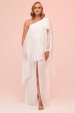 Angelino Ecru One Sleeve Slit Plus Size Chiffon Wedding Dress