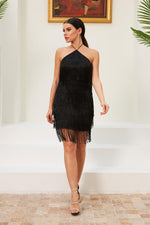 Angelino black tassel -binding henna and after party dress