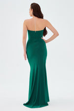 Emerald Sandy Neck Stone Long Evening Dress