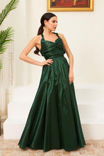 Angelino Emerald Tafta Long Evening Dress