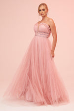 Angelino Powder Strapless Backless Tulle Engagement Dress