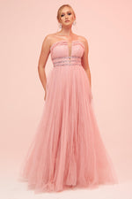 Angelino Powder Strapless Backless Tulle Engagement Dress