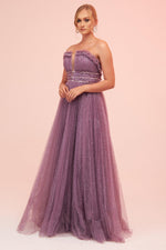 Angelino Lavender Strapless Backless Tulle Engagement Dress