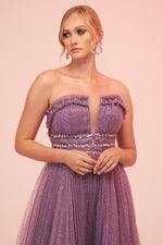 Angelino Lavender Strapless Backless Tulle Engagement Dress