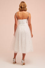 Angelino Ecru Tulle Strappy Starry Princess Midi Wedding Dress