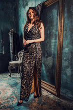 Angelino Black Lace Anvelop Long Evening Dress