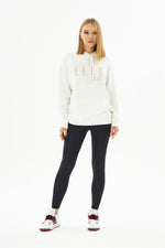 Angelino sport hooded pocket powder embroidery woman sweatshirt