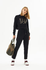 Angelino Sport Black Gilded Woman Crop Sweatshirt