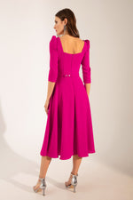 Female Square Neck Arched Midi Dress