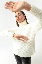 Female Fisherman Neck Knitting Detail Knitwear Sweater