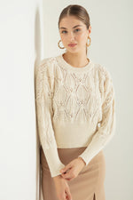 Female Bike Collar Openwork/Perforated Knitwear Sweater