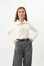 Women'S Collar Zipper Sweater