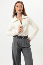 Women'S Collar Zipper Sweater