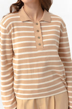 Woman Polo Yaka Striped Knitwear Sweater