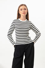 Female Striped Wick Lycra Knitwear Sweater