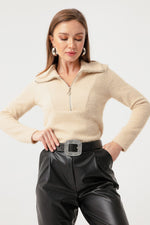 Women'S Collar Zipper Sweater