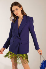 Woman Oversize Buttoned Blazer Jacket