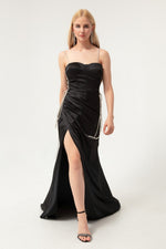 Woman Strapless Long Satin Evening Dress