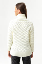 Female Fisherman Neck Knitting Detail Knitwear Sweater