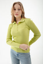 Women'S Polo Yaka Consplicity Knitwear Sweater