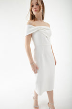 Female Double Bandage Single Shoulder Midi Evening Dress Dress