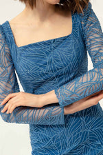 Female Square Collar Silim Midi Evening Dress