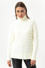 Female Fisherman Neck Knitting Detail Knitwear Sweater