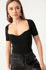 Women'S Heart Yola Stone Short Sold Knıtty Sweater
