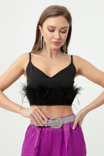 Woman Fine Hanger Furry Crop Blouse