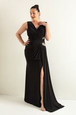 Large Size With Stones As Well As Women'S Long Evening Dresses