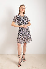 Woman Waist Rubble Patterned Dress