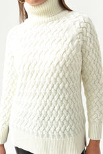 Female Fisherman Neck Knitting Detail Knitwear Sweater