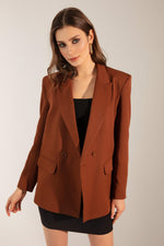 Woman Oversize Buttoned Blazer Jacket