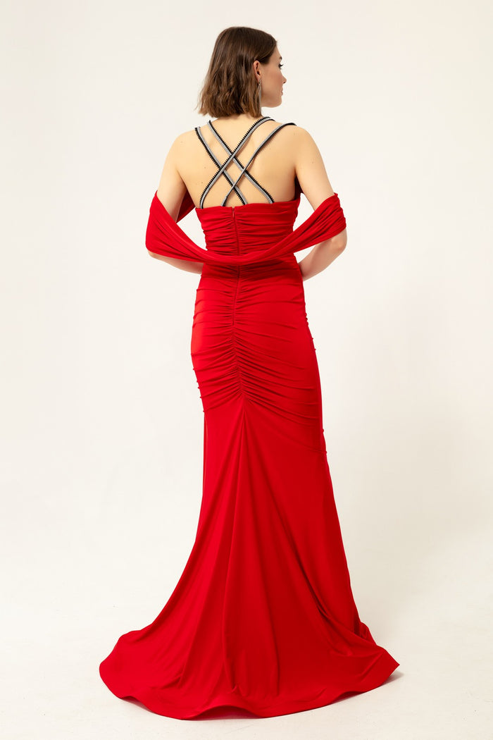 Women'S Stone Hanger Tail Long Evening Dress