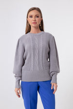 Female Bicycle Neckline Shirred Knitwear Sweater