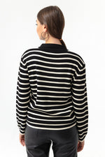 Woman Polo Yaka Striped Knitwear Sweater