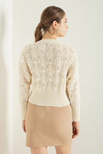 Female Bike Collar Openwork/Perforated Knitwear Sweater