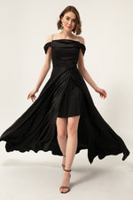 Long Satin Evening Dress With Women Stone Hanger