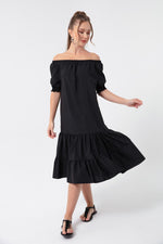 Female Madonna Collar Midi Dress