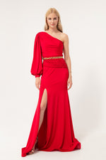 Woman One -Shoulder Chain Long Evening Dress Dress