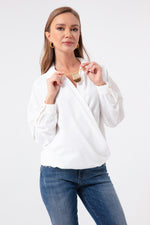 Blouse With Gold Necklace With Female Cruiser Collar